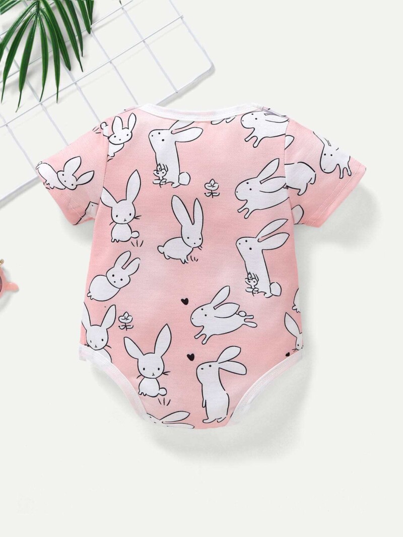 Baby Rabbit Print Button Jumpsuit