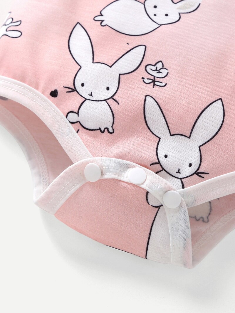 Baby Rabbit Print Button Jumpsuit