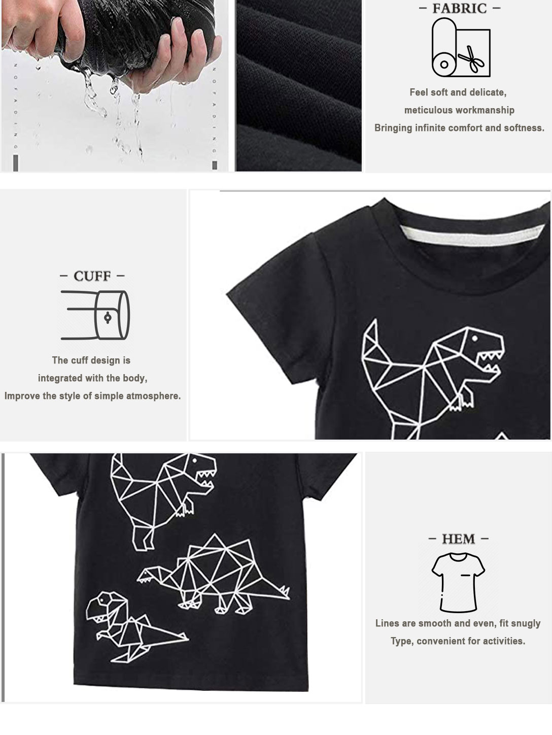 T-shirts and shorts suits (Geometric element dinosaur)