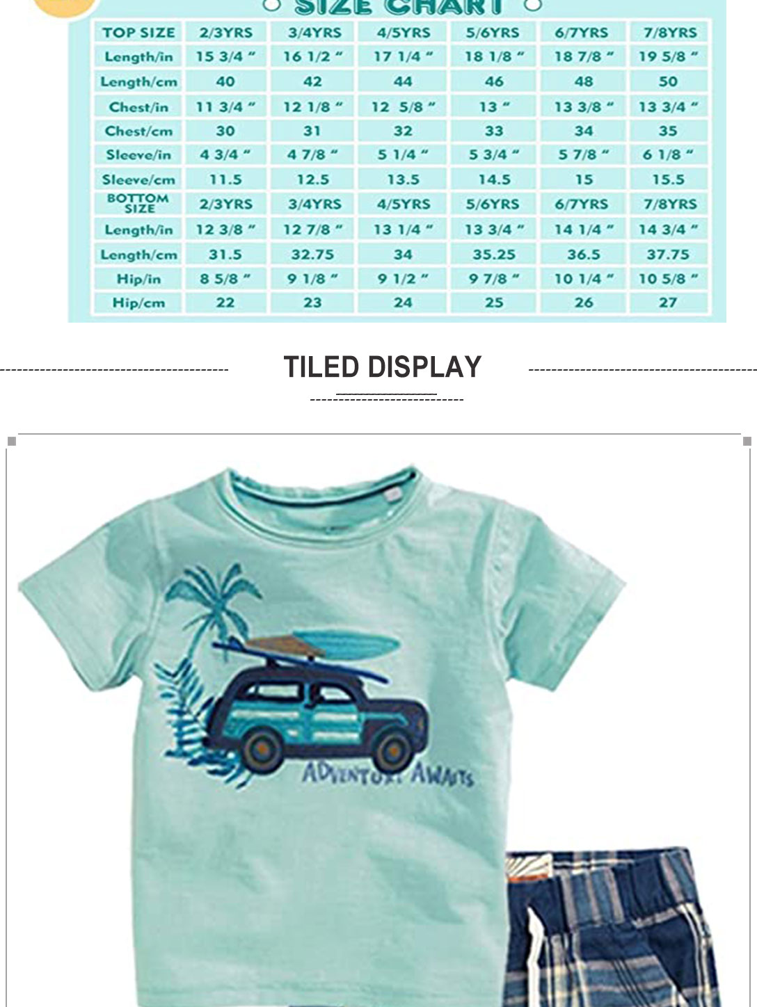 T-shirts and shorts suits (Cars,coconut trees)