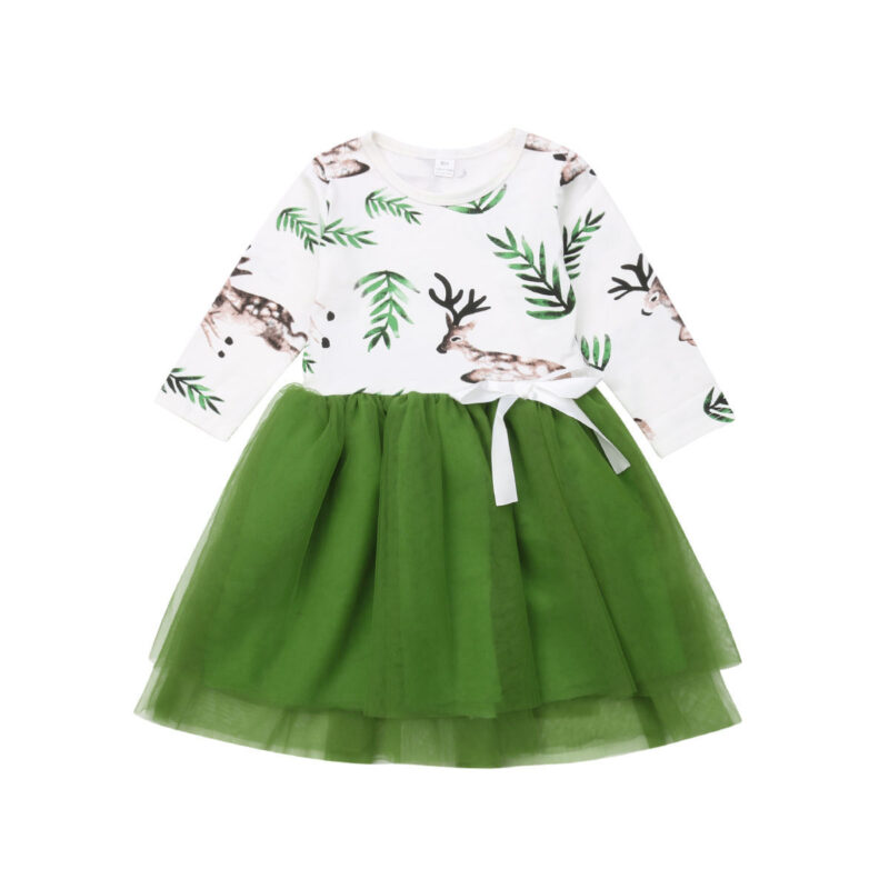 Baby Girl Elk pattern Tulle Dress