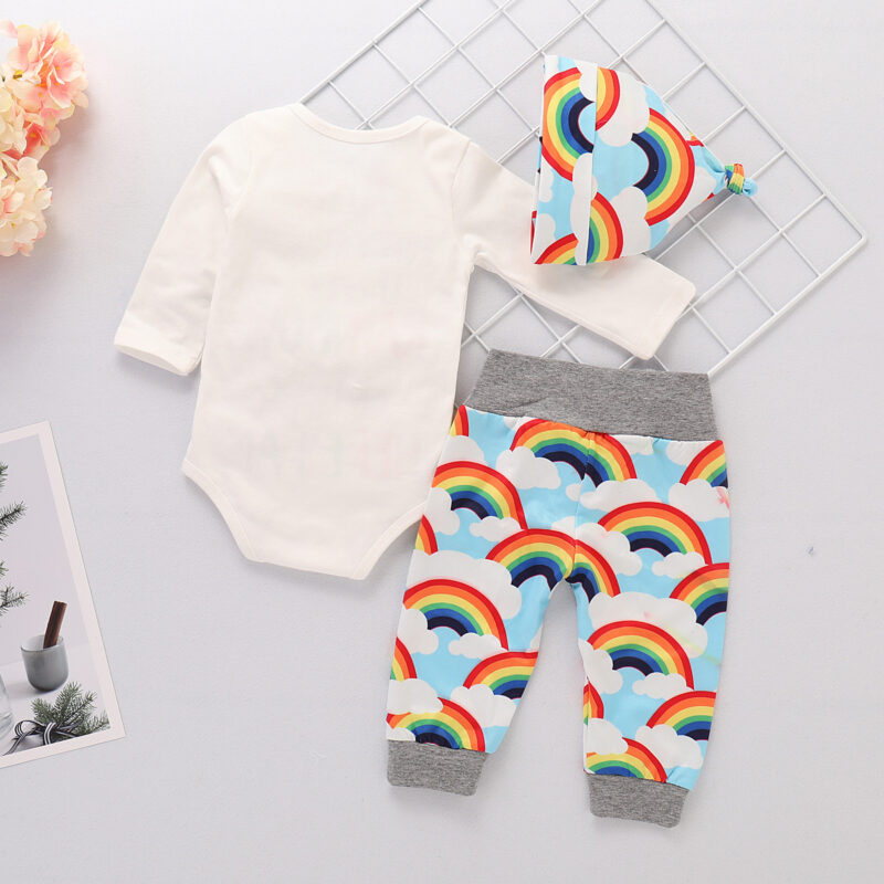 Newborn Baby Girl Romper Rainbow Pants and Hat