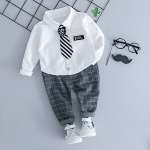 New Spring boy suit with long sleeve shirt and trousers boy suit with two Piecess