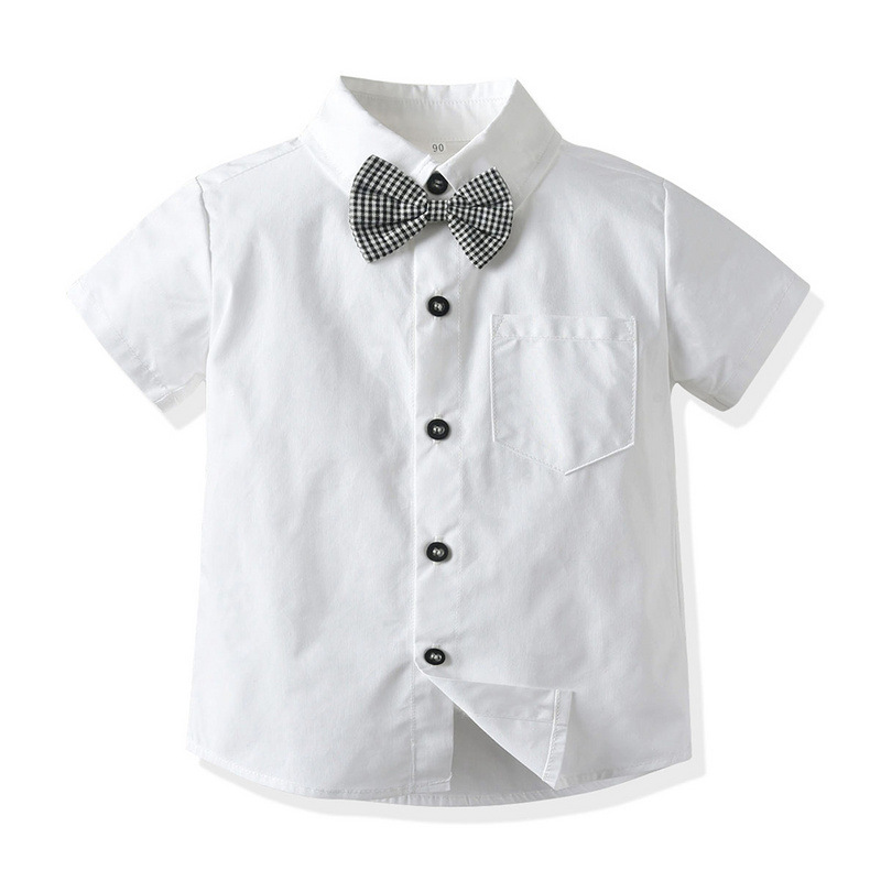 Baby Boys' 2 Piecess Shirt Pants and Bow Tie Set (white)