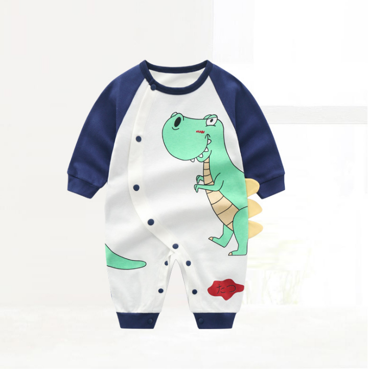 Newborn Baby Boy Girl Jumpsuit Cotton One-Piece Bodysuit Clothes Outfits cartoon dinosaur pattern design element