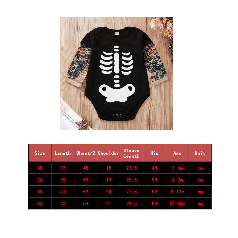 Baby Tattoo Sleeve Shirt Bodysuit  (Halloween, skull)