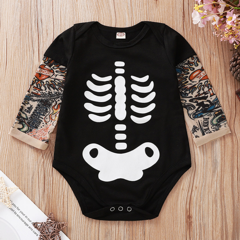 Baby Tattoo Sleeve Shirt Bodysuit  (Halloween, skull)
