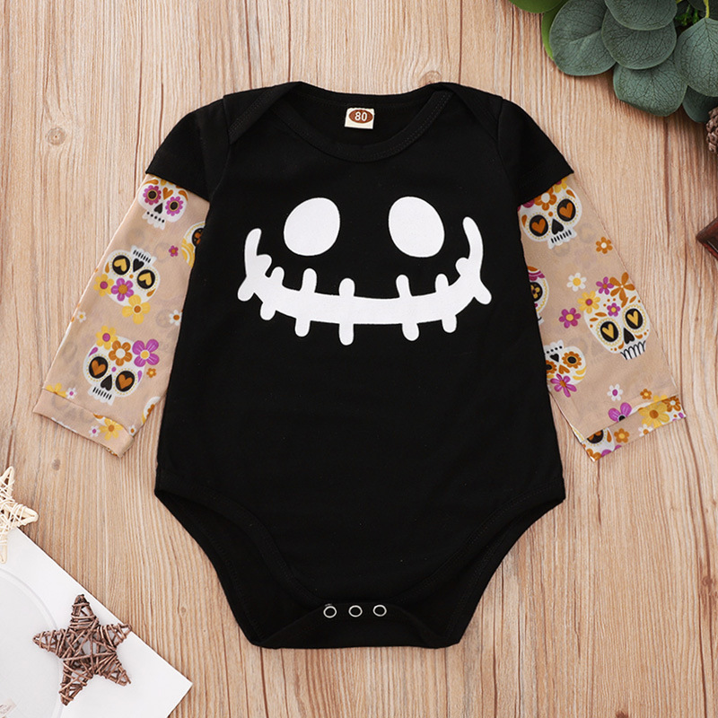 Baby Tattoo Sleeve Shirt Bodysuit  (Halloween, Skull smiley)