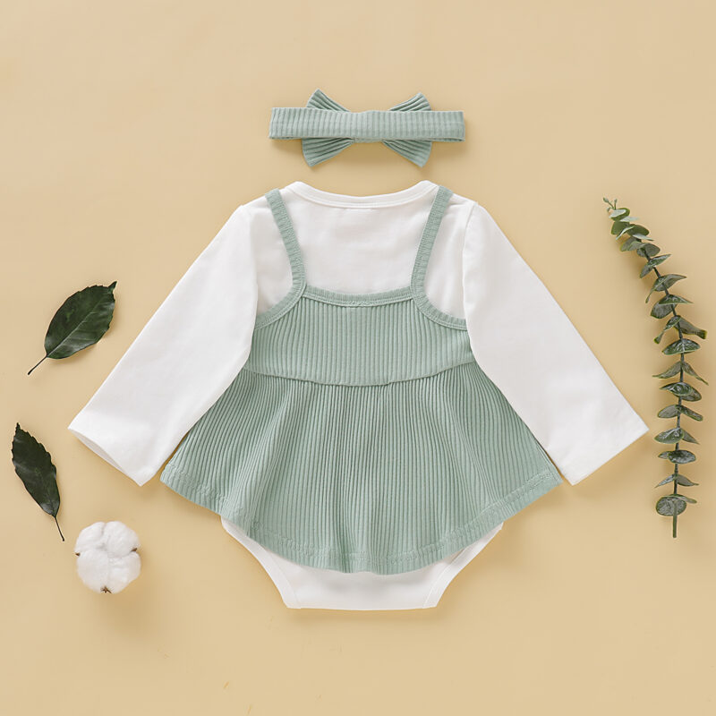 3-piece Baby Girl Shoulder Snap Solid Bodysuit and Strappy Top Set