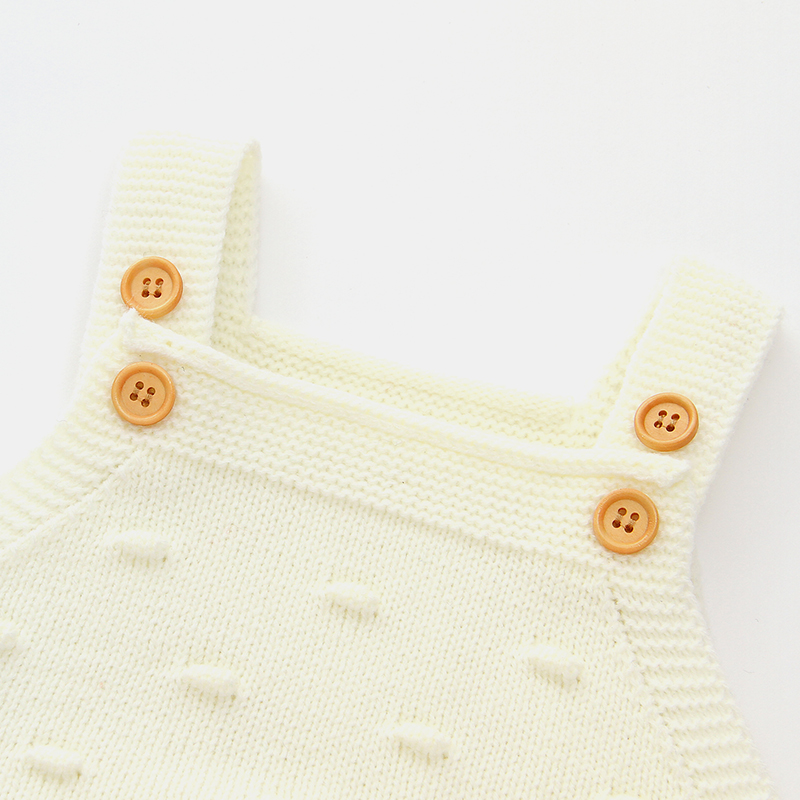 Baby Knitted Solid Strappy Sleeveless Romper