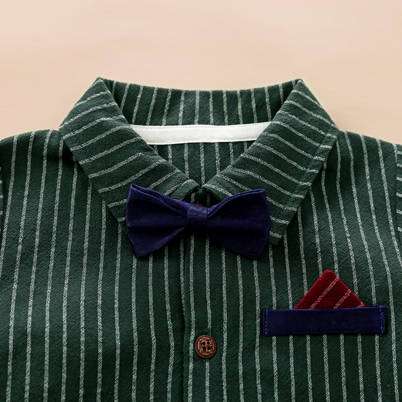 Baby Boy Gentleman Bowknot Decor Stripe Long-sleeve Jumpsuit