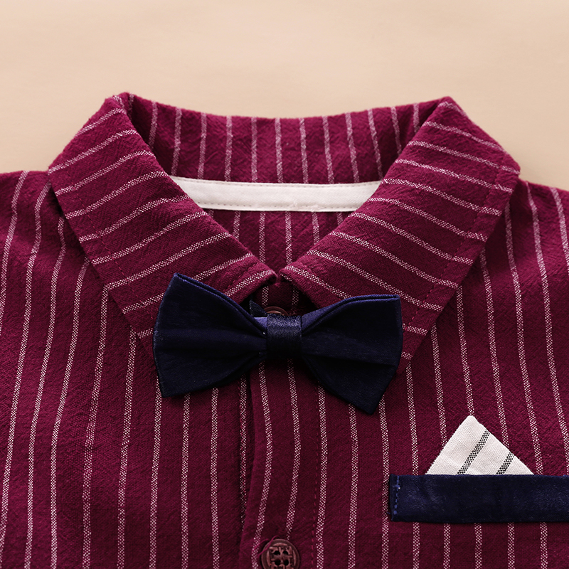 Baby Boy Gentleman Bowknot Decor Stripe Long-sleeve Jumpsuit