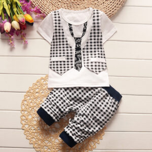 Baby / Toddler Boy Faux-two Shirt and Plaid Pants Set