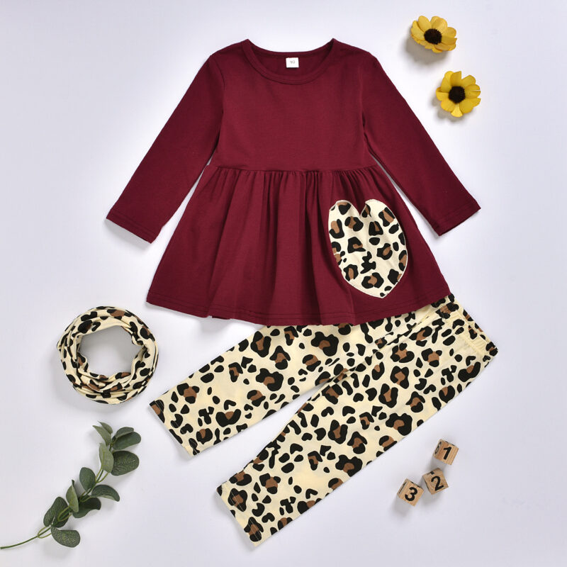 Baby / Toddler Girls Leopard Print Dress and Pants with Headband Set