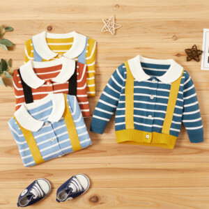 Baby Unisex Casual Striped  Sweaters