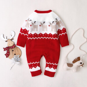 Baby Christmas Elk Knitted Jumpsuits
