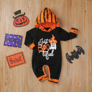 Baby Halloween Pumpkin Hooded Jumpsuits