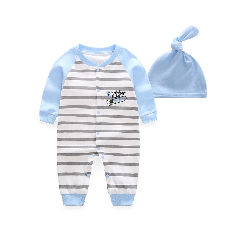 2-piece Baby Striped Jumpsuit with Hat