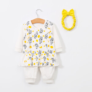 2-piece Baby Floral Splice Jumpsuit with Headband