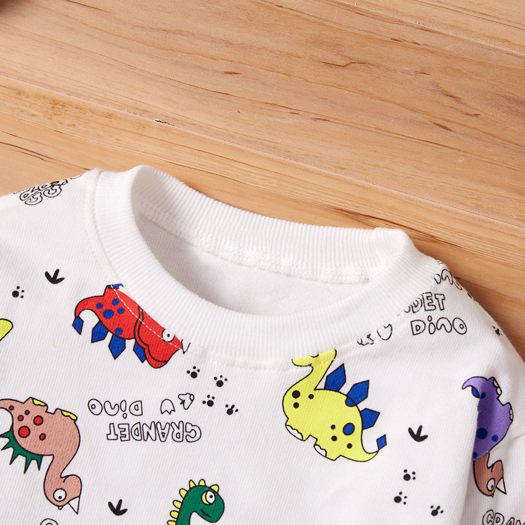Baby / Toddler Letter Cartoon Dinosaur Print Long-sleeve Pullover - Image 3