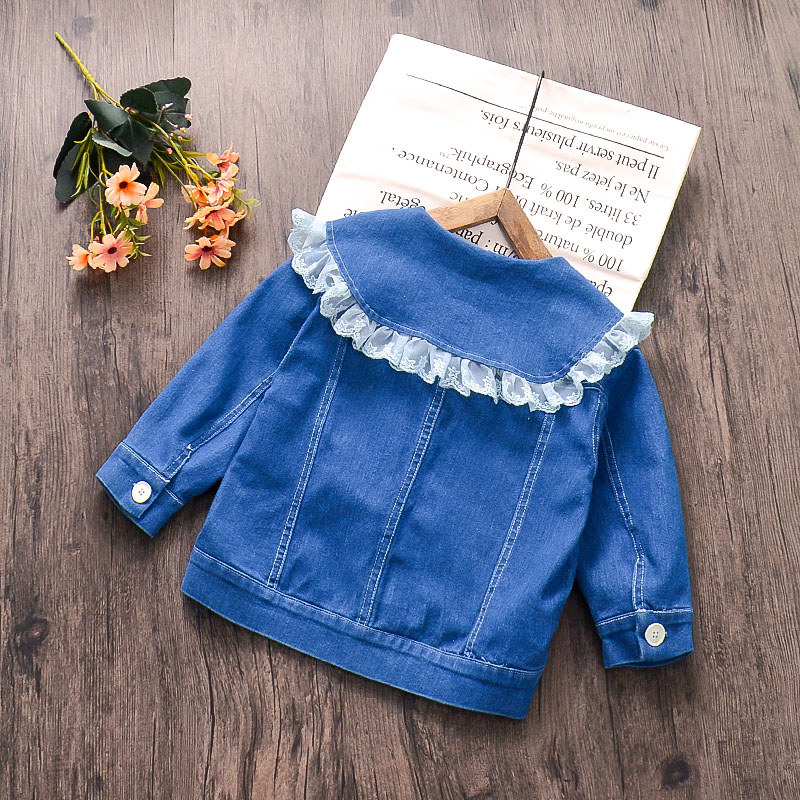 Baby / Toddler Girl Denim Lace Doll Collar Jacket