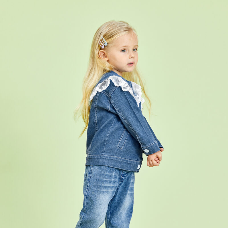 Baby / Toddler Girl Denim Lace Doll Collar Jacket