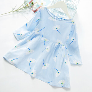 Baby / Toddler Girl Floral Dandelion Print Striped Long-sleeve Dress
