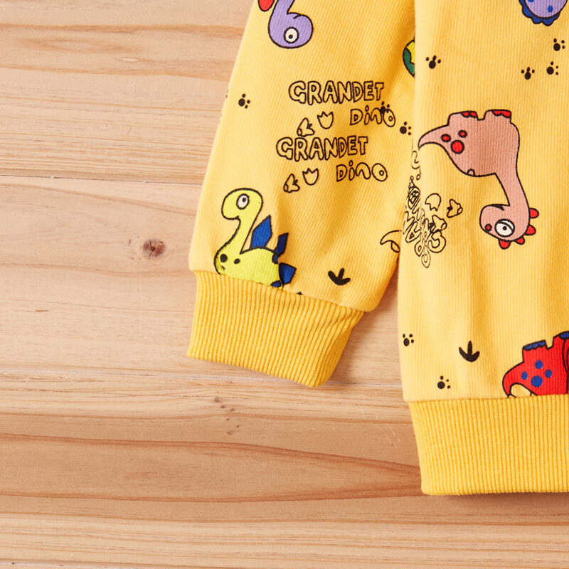 Baby / Toddler Letter Cartoon Dinosaur Print Long-sleeve Pullover