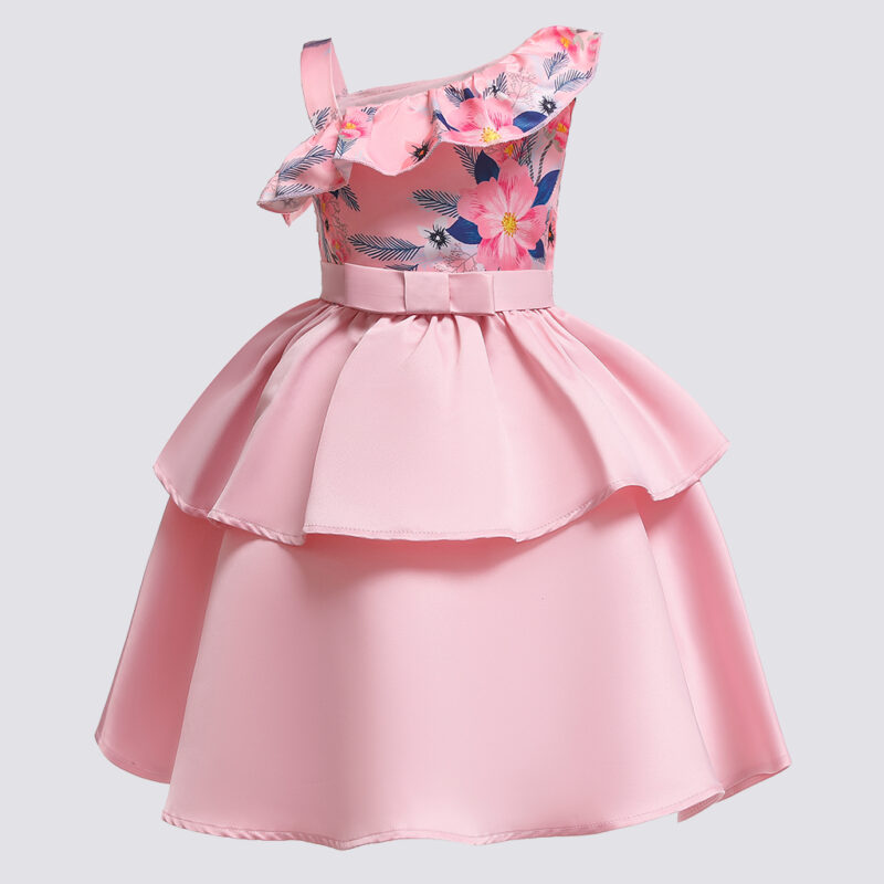 Toddler Girl's Floral Print Off Shoulder Party Dress