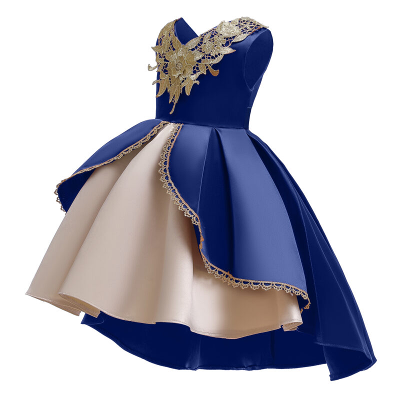 Baby / Toddler Girl Colorblock Lace Flower Sleeveless Irregular Hem Princess Party Dress