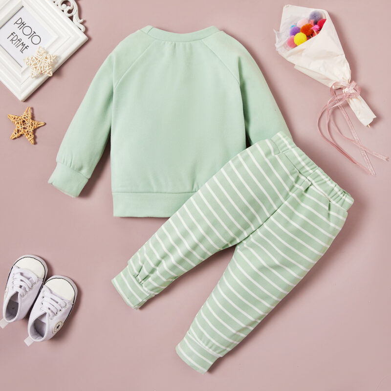 Solid Top and Striped Pants Set