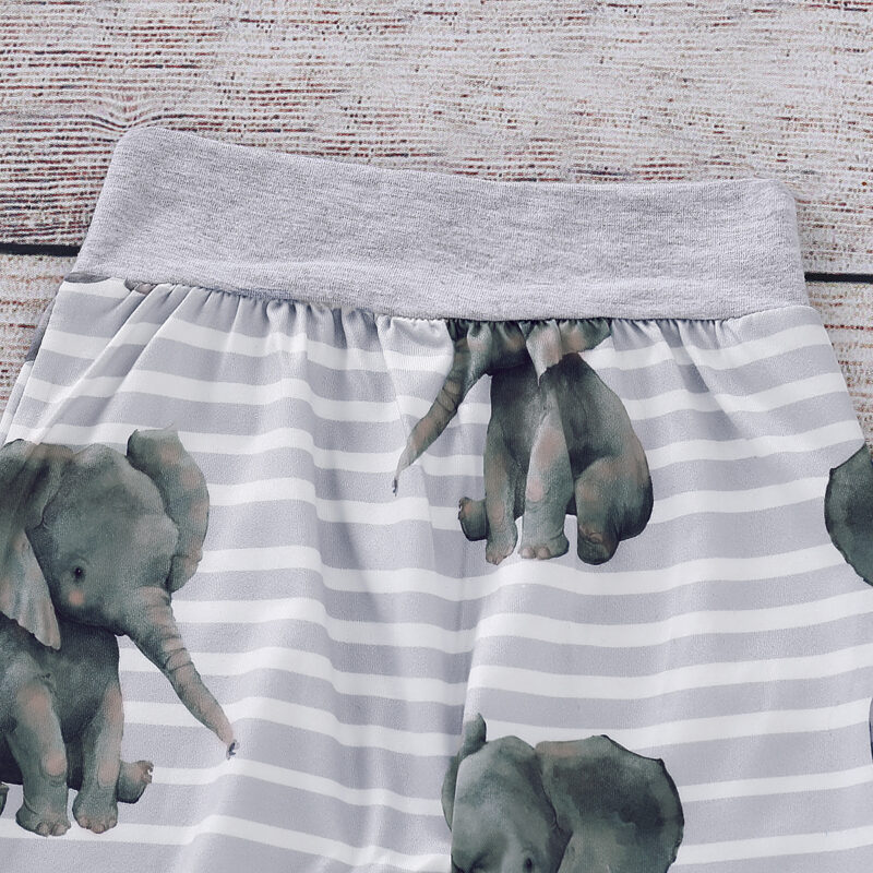 Cute Elephant Patterned Hoodie and Pants Set