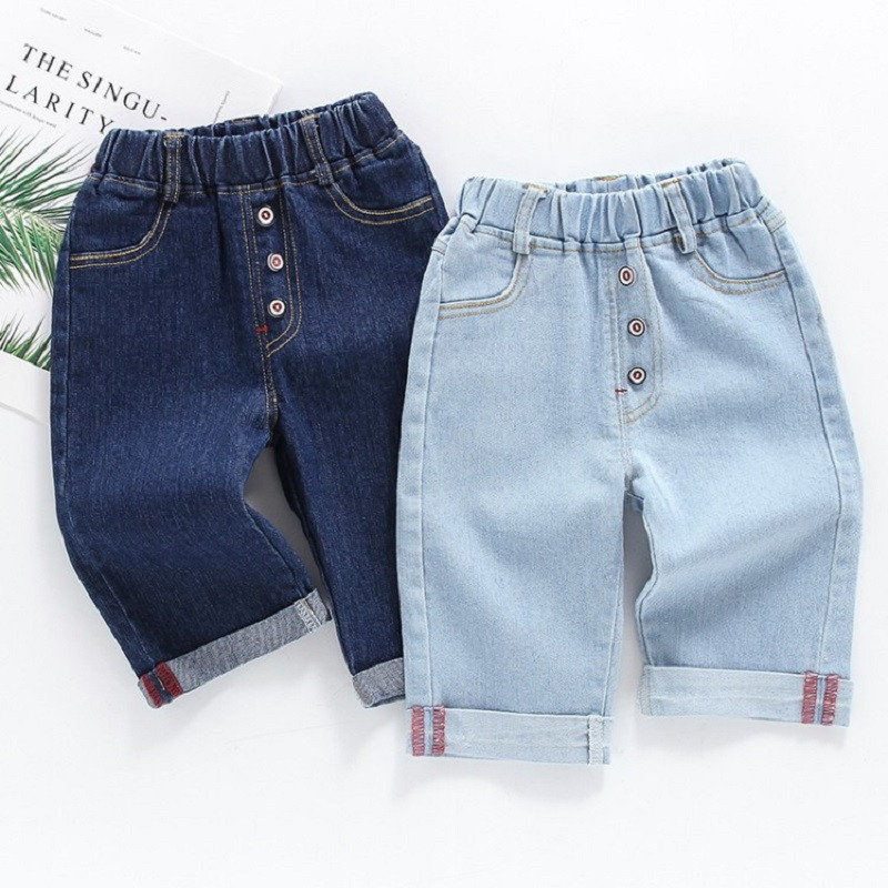Botton Front Cropped Jeans For Boys