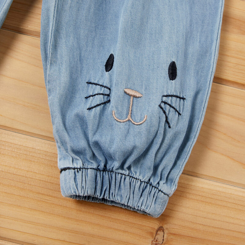 Baby / Toddler Girl Adorable Cat Embroidery Jeans