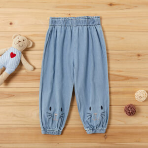 Baby / Toddler Girl Adorable Cat Embroidery Jeans