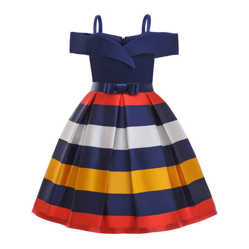 Toddler Girl Pretty Colorblock Striped Party Dress