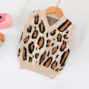 Baby / Toddler Boy Leopard Pattern Knitted Sleeveless Sweater