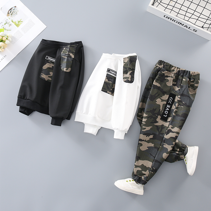 2-piece Baby / Toddler Boy Camouflage Letter Print Pullover and Casual Harem Pants Set