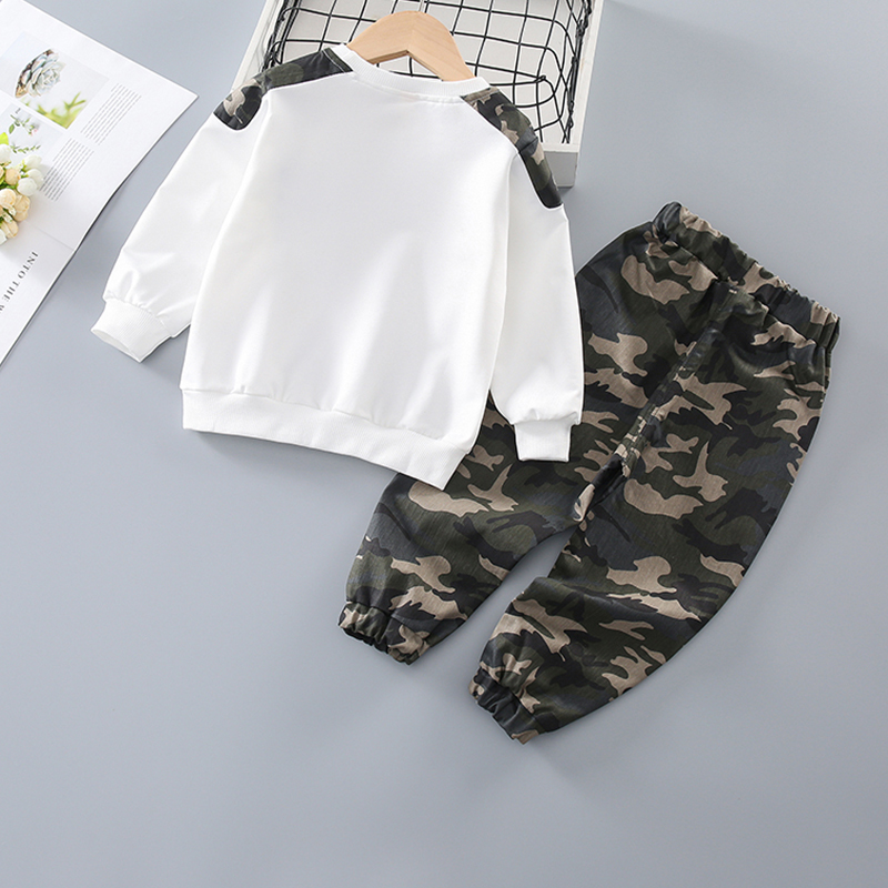 2-piece Baby / Toddler Boy Camouflage Letter Print Pullover and Casual Harem Pants Set