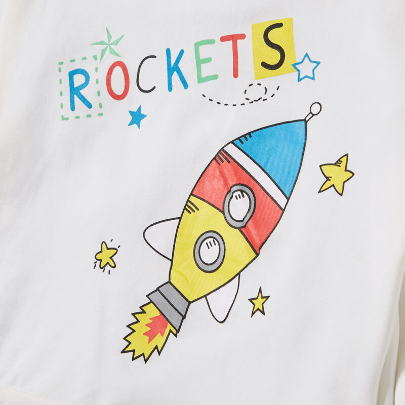 2-piece Baby / Toddler Boy Rocket Stars Letter Rainbow Print Top and Jeans Set