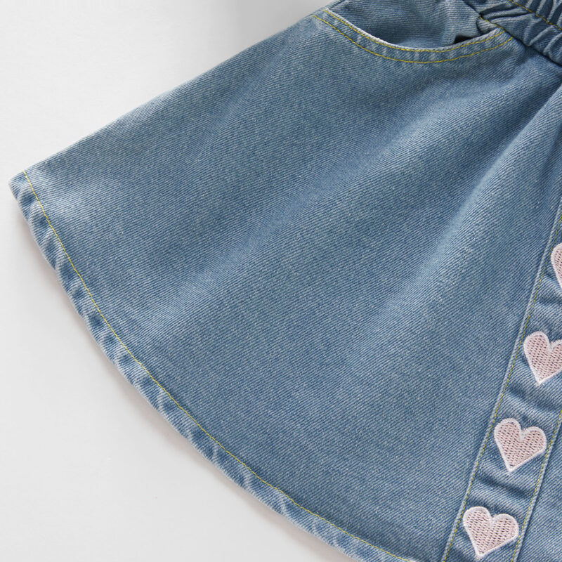 Baby / Toddler Girl Embroidered Heart Print Denim Skirt