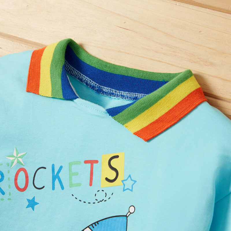 2-piece Baby / Toddler Boy Rocket Stars Letter Rainbow Print Top and Jeans Set