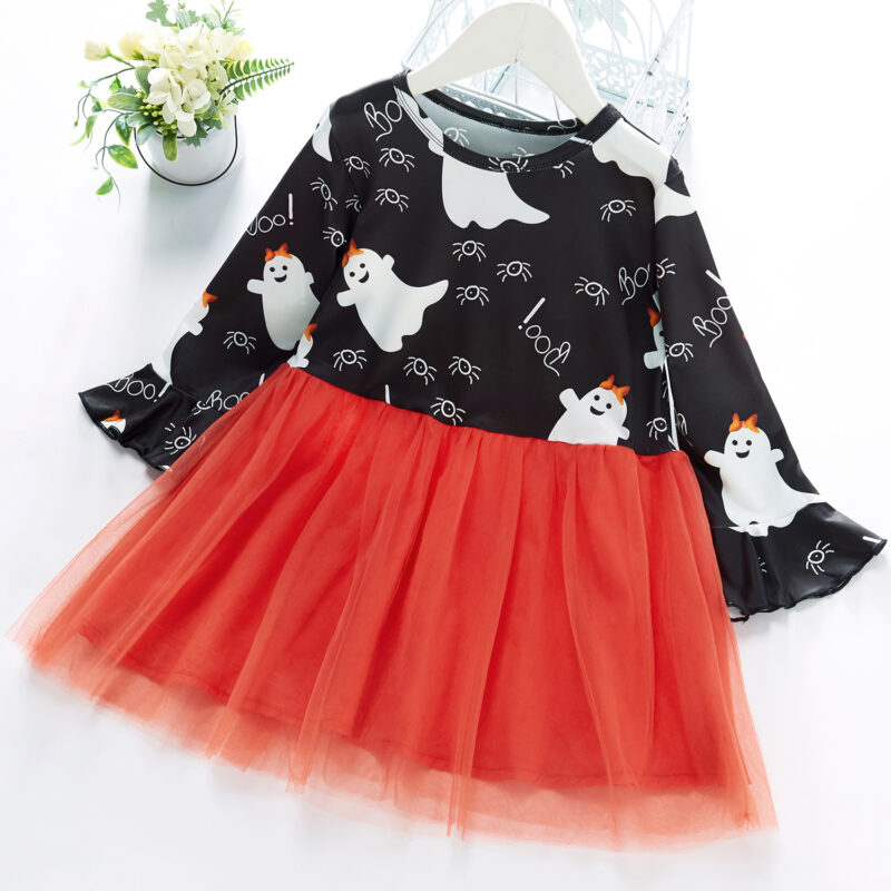 Baby / Toddler Girl Halloween Grenadine Ruffle-sleeve Dress