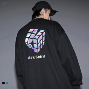 Young hiphop reflective printed long sleeve shirts (rubik's cube)