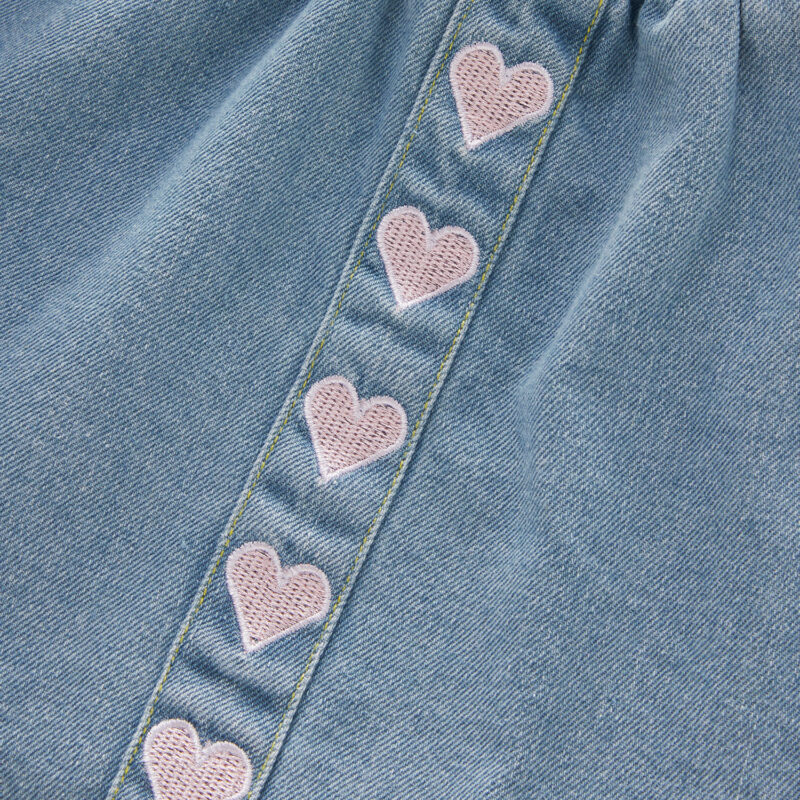 Baby / Toddler Girl Embroidered Heart Print Denim Skirt