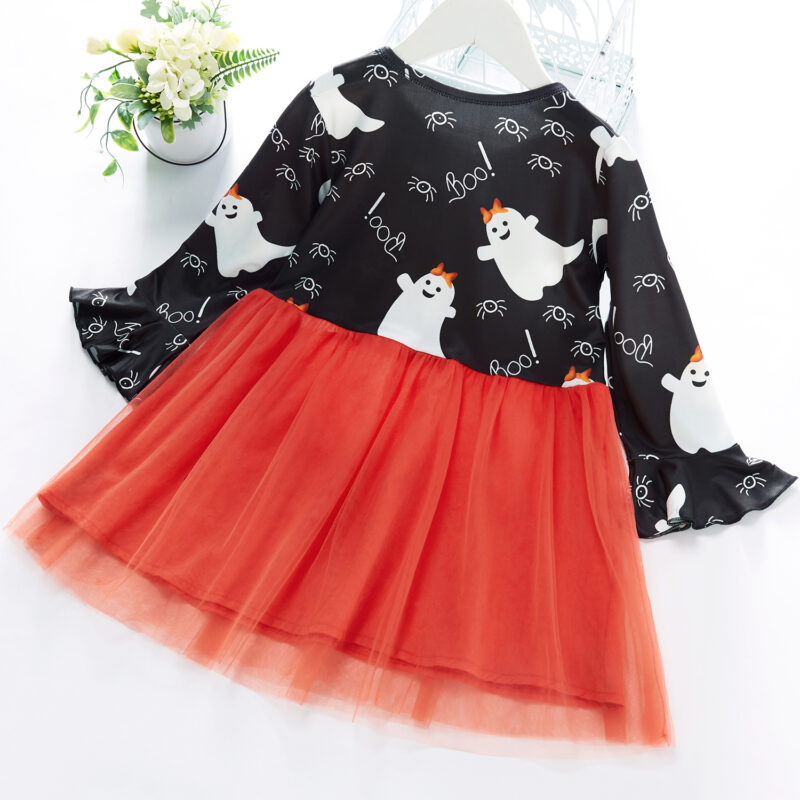 Baby / Toddler Girl Halloween Grenadine Ruffle-sleeve Dress