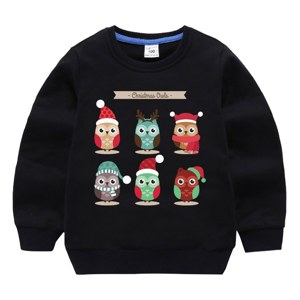 Baby Boy Clothes Christmas Cartoon Owl Printed Long Sleeve Tops