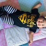 Baby 3-piece Superman Bodysuit Striped Warmer and Headband photo review