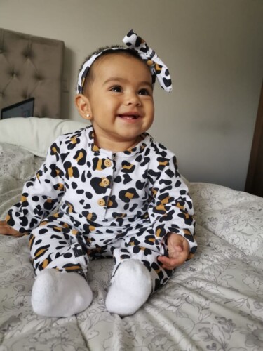 Baby Boy / Girl Leopard Style Long-sleeve Jumpsuit and Headband photo review