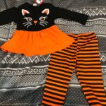Baby Girl Cat Print Top and Striped Pants Sets photo review